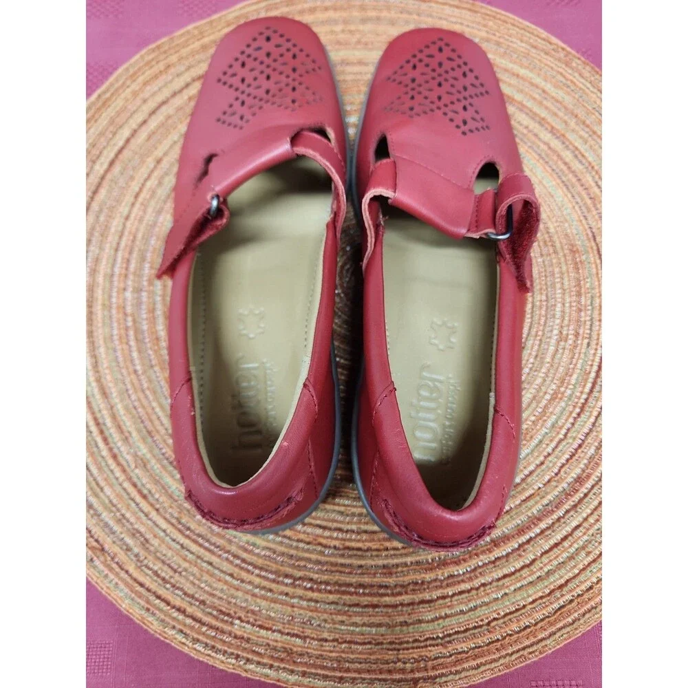 Hotter Sunset Comfort Concept Maryjanes Red Leather New Size 7 Made In The UK